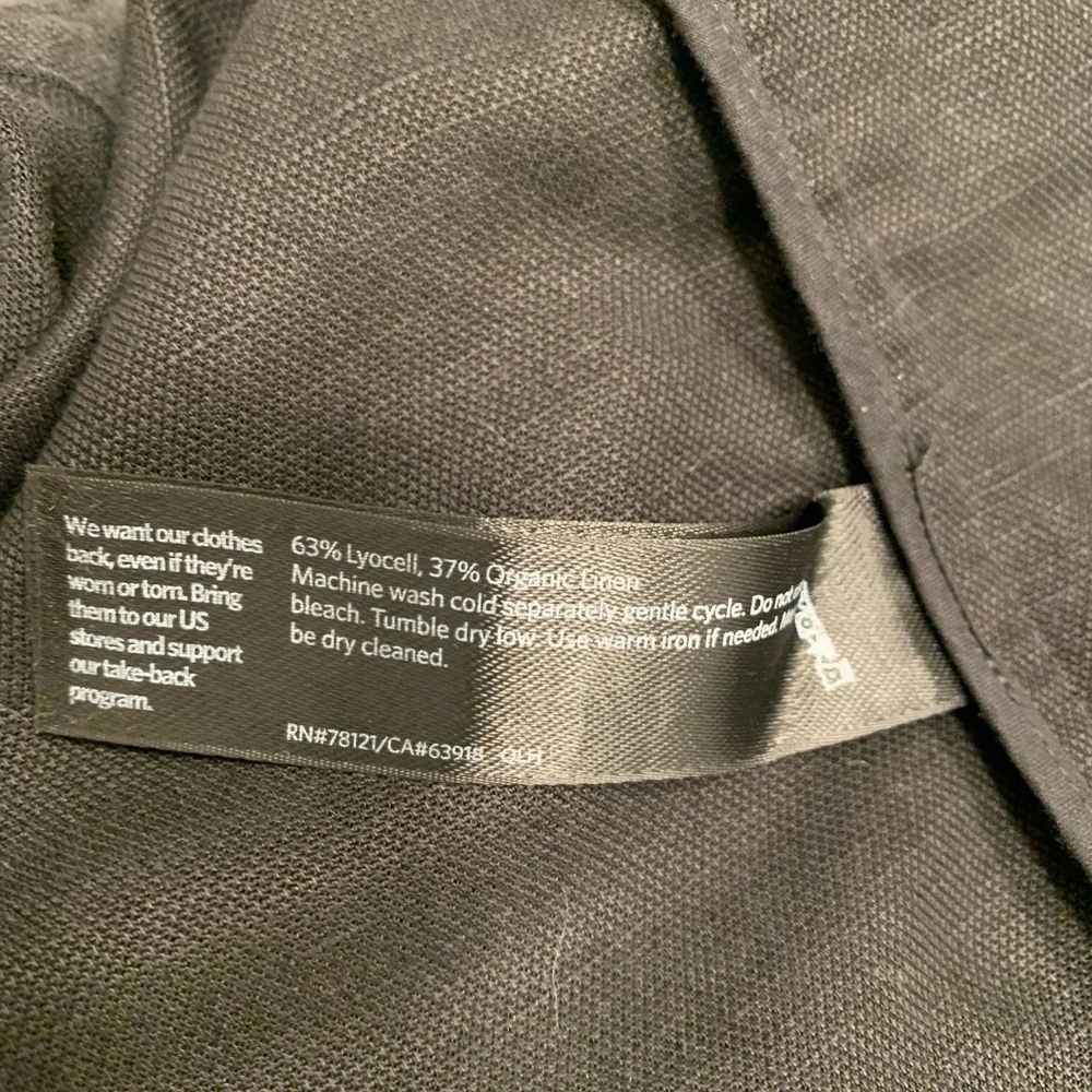 Eileen Fisher Black Blazer Oversized Open Front Linen Jacket Size Small - Picture 7 of 7